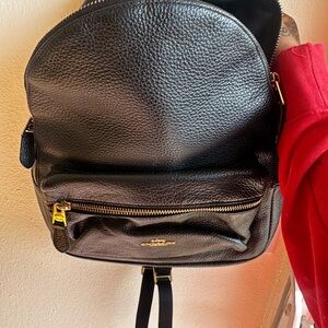 Black Coach Leather Backpack